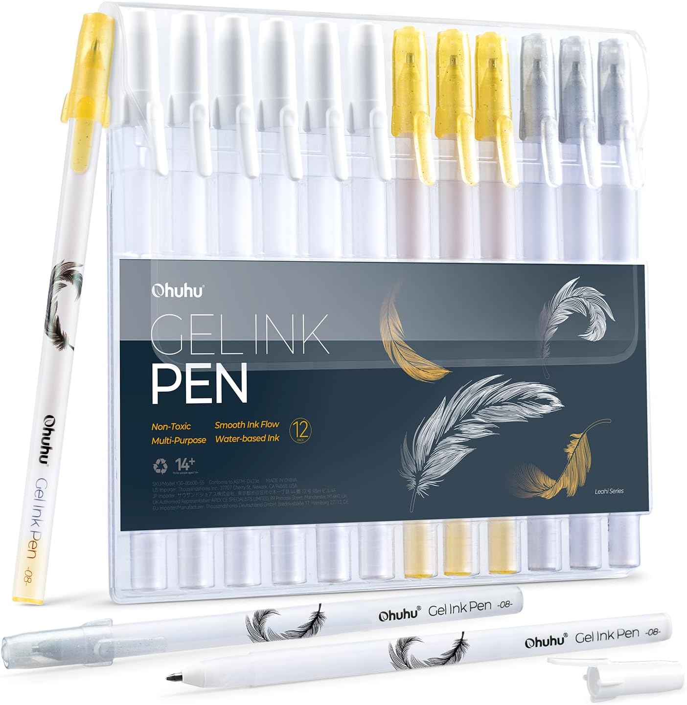 Ohuhu Gold Silver White Gel Pens: 12 Pack