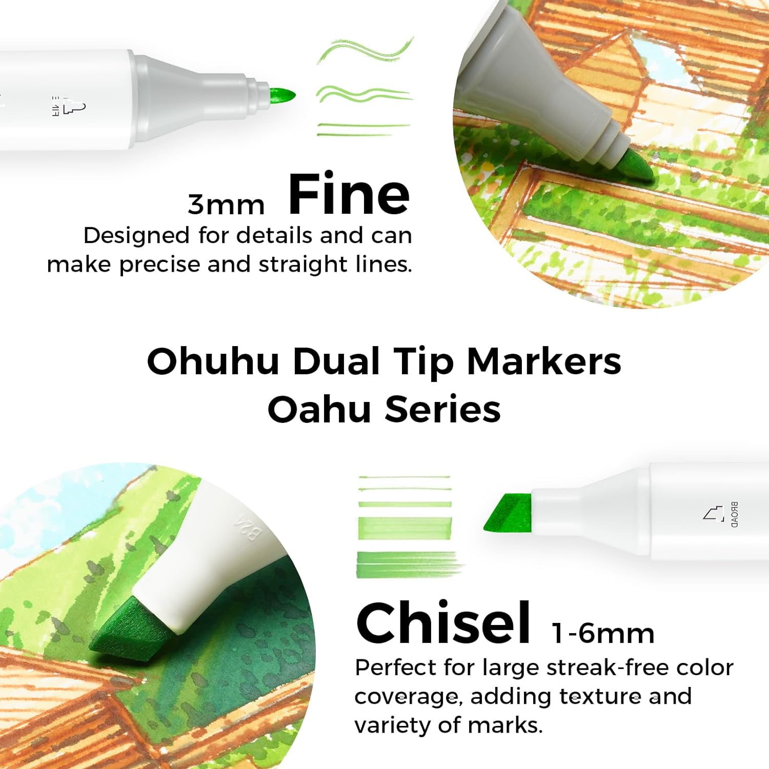 Ohuhu Oahu 100 Colours Dual Tip Alcohol Art Markers