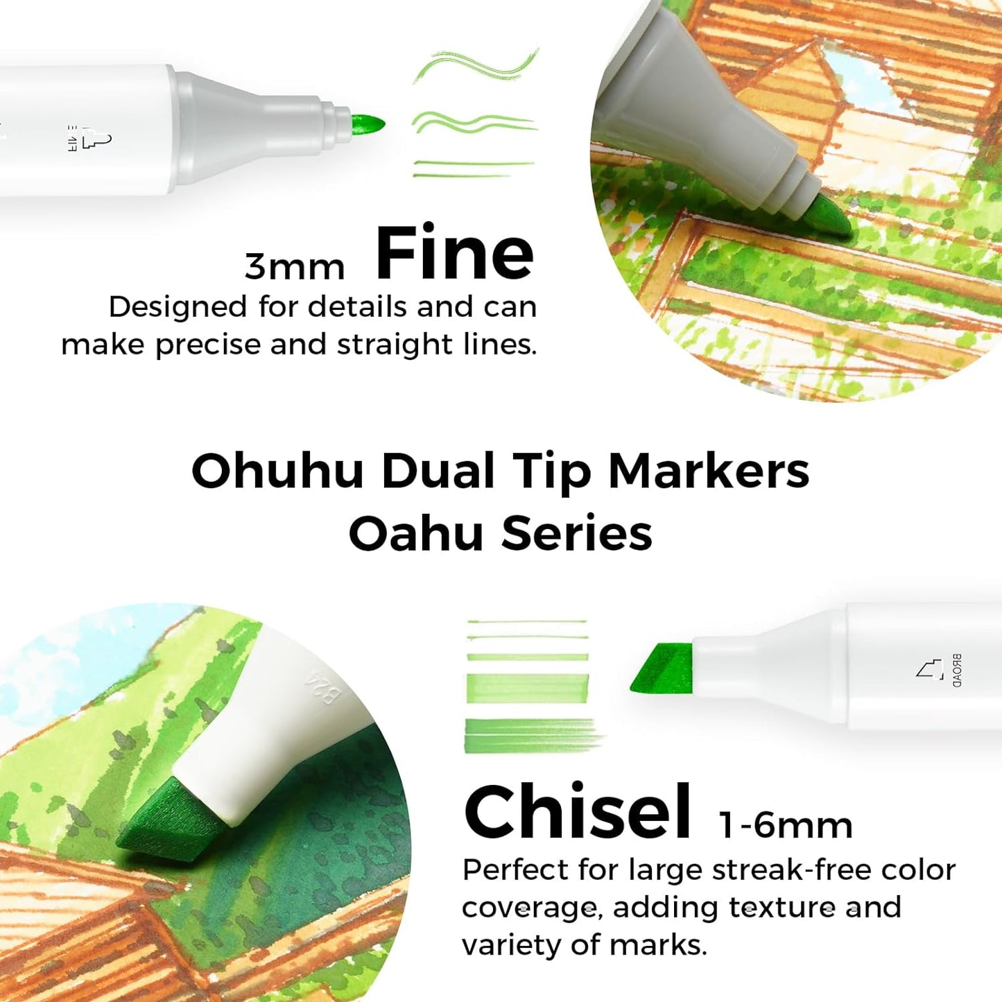 Ohuhu Oahu 40 Colours Dual Tip Alcohol Art Markers