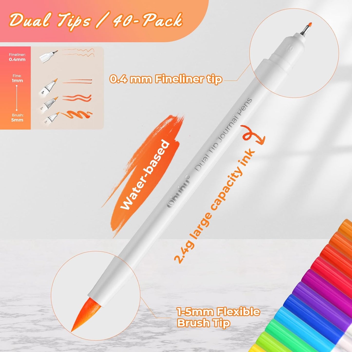 Ohuhu 40 Colours Dual Tip Journaling Pens