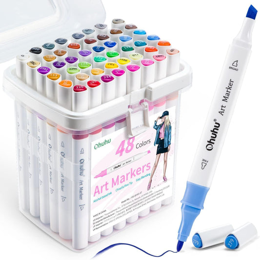 Ohuhu 48 Colours Dual Tip Alcohol Art Markers