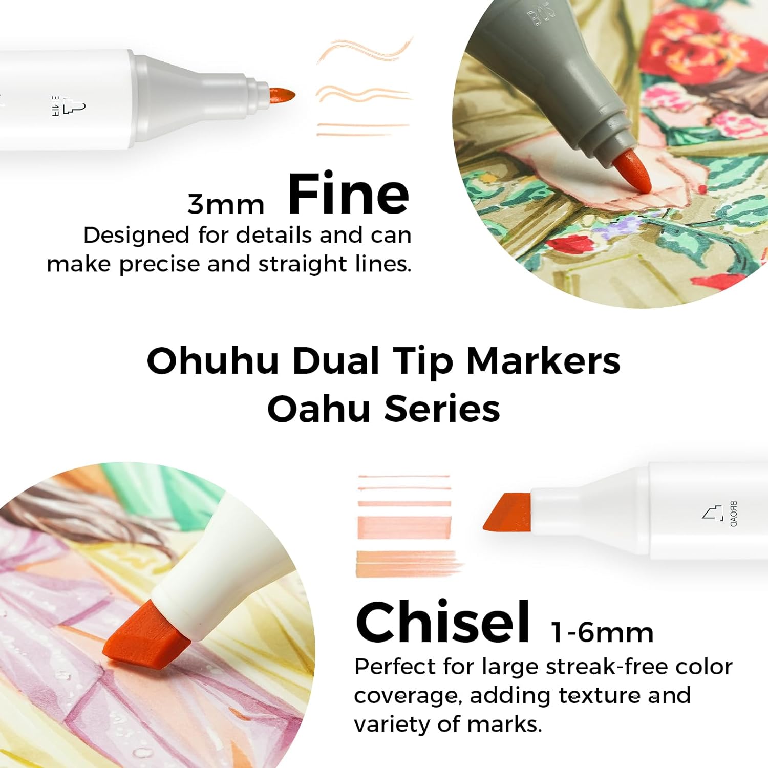 Ohuhu Oahu 36 Colours Skin Tone Dual Tip Alcohol Art Markers