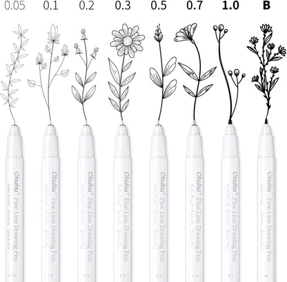 Ohuhu Fineliner Drawing Pens, 8 Pack