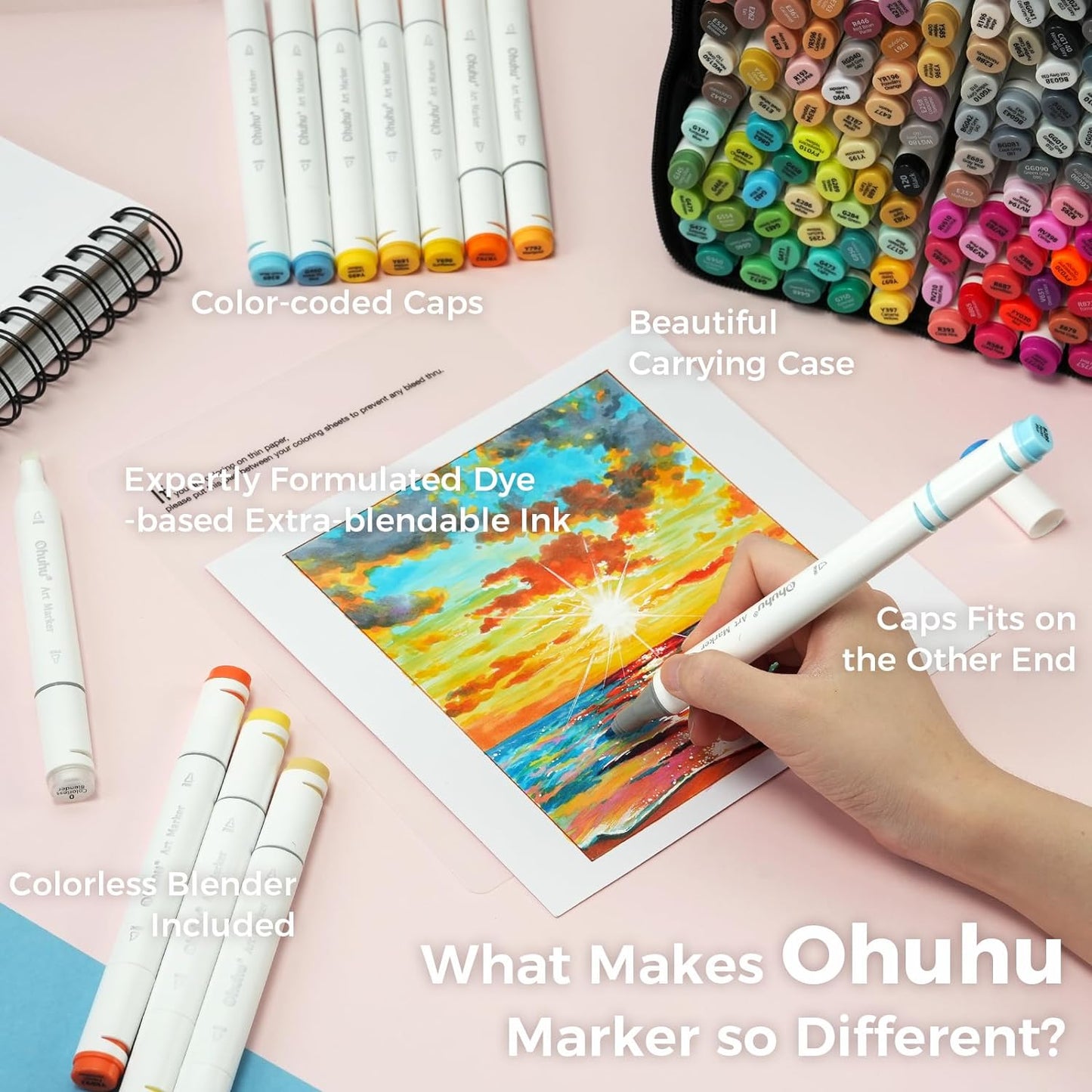 Ohuhu Oahu 200 Colours Dual Tip Alcohol Art Markers