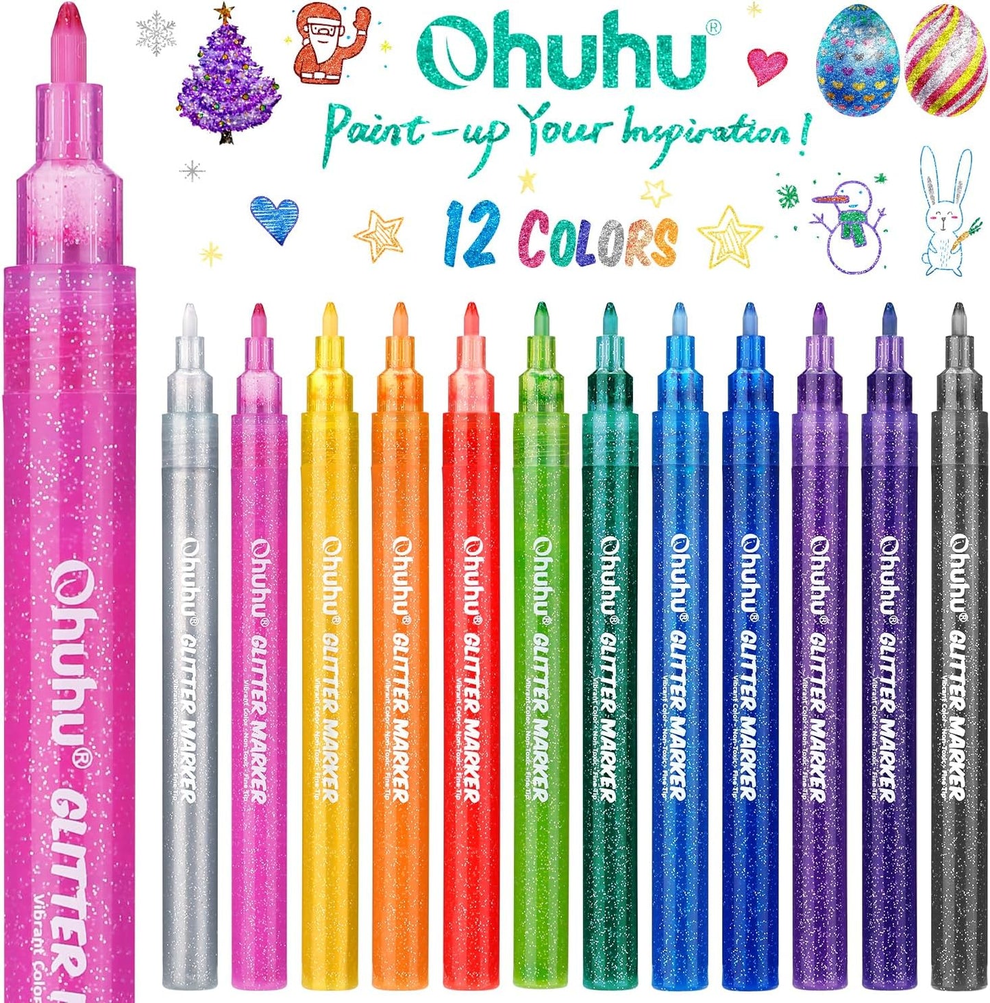 Ohuhu Glitter Metallic Marker Pens