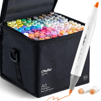 Ohuhu Honolulu 104 Colours Dual Tip Alcohol Art Markers