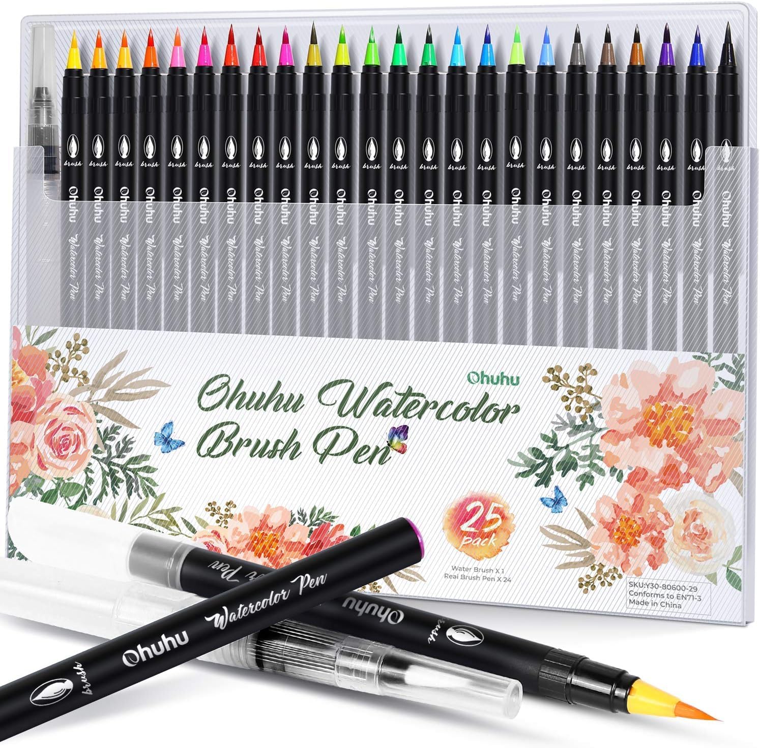 Ohuhu Watercolour Brush Markers, 24 Colours