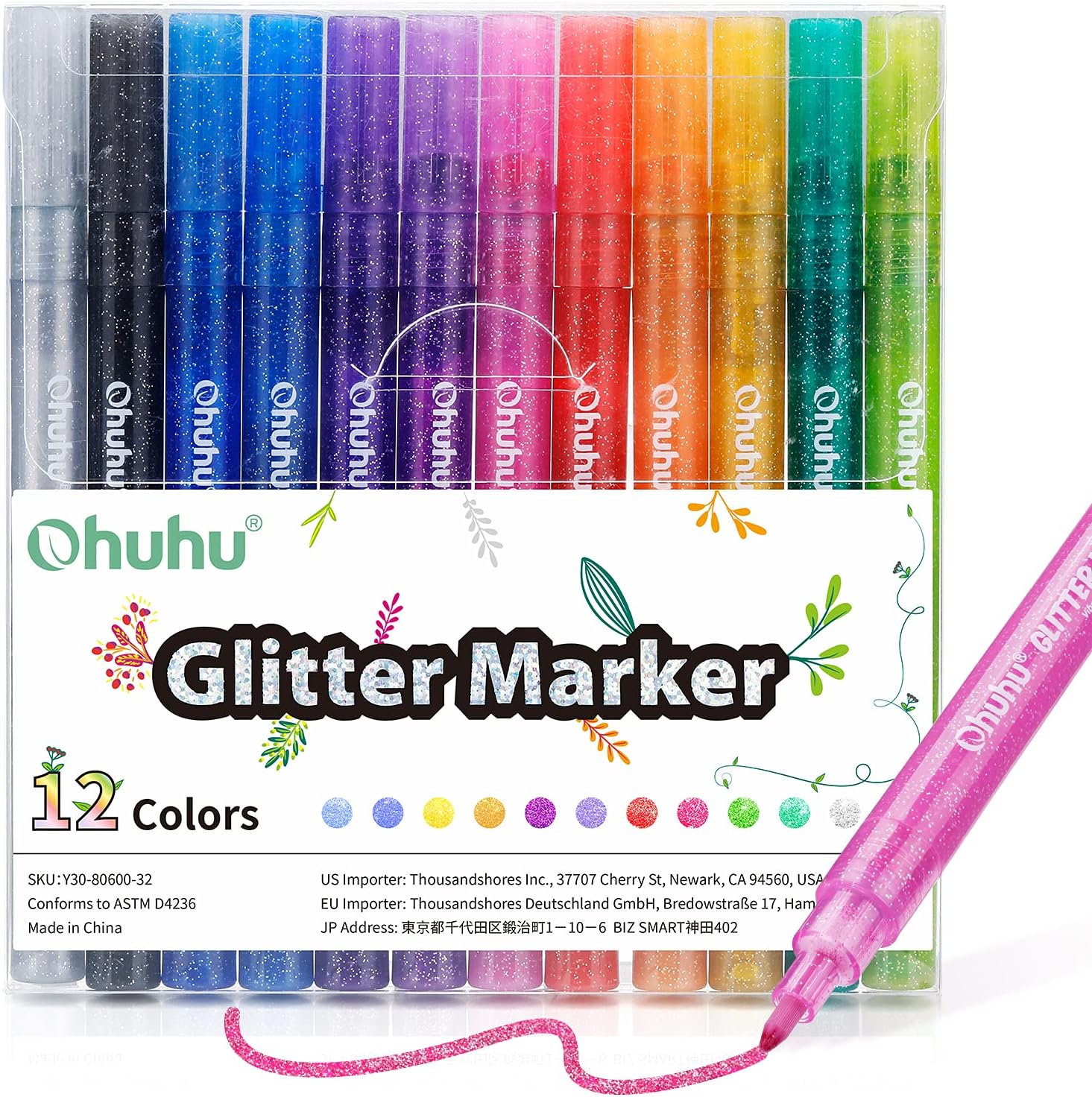 Ohuhu Glitter Metallic Marker Pens