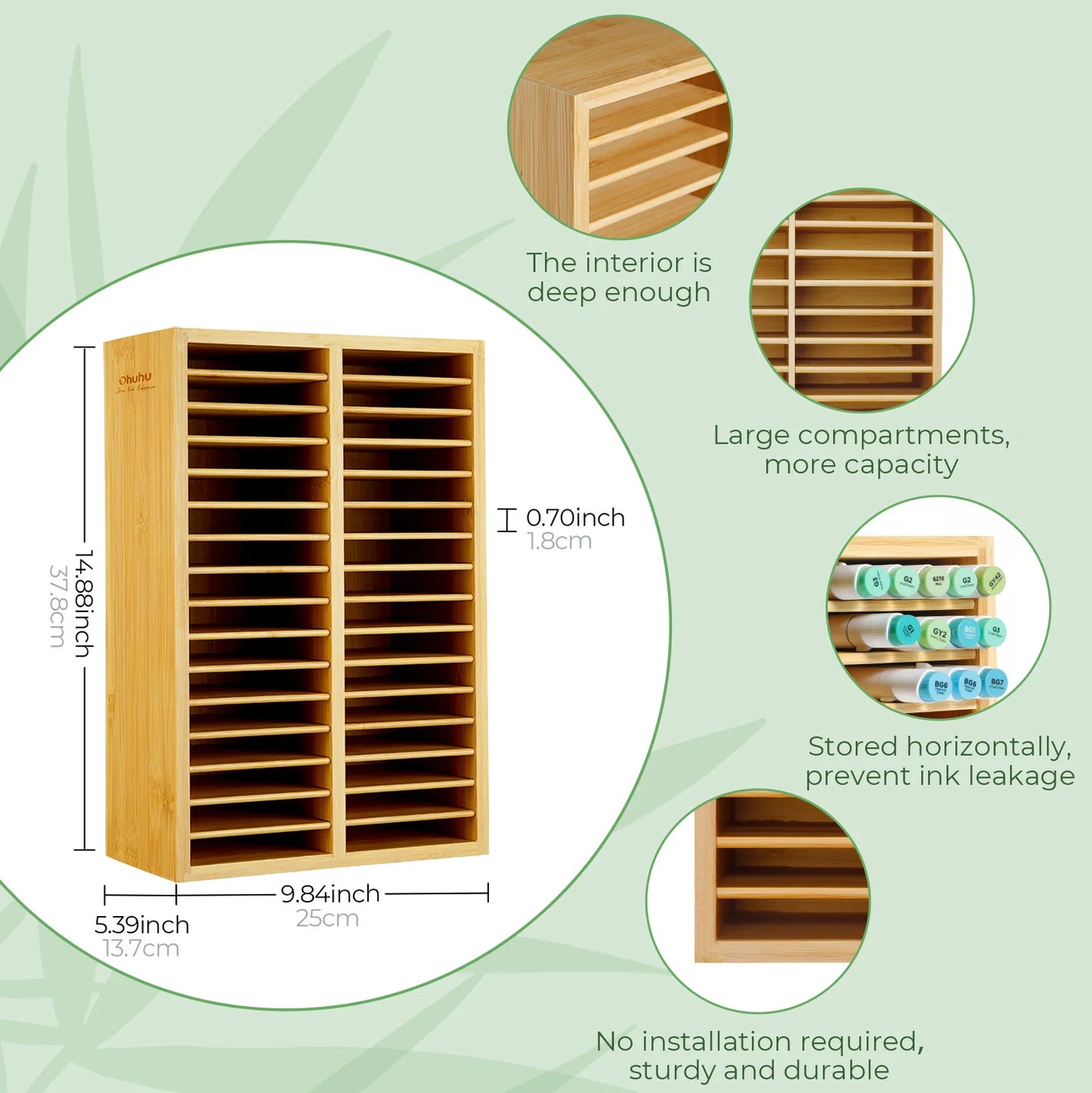 Ohuhu Bamboo High-Rise Organiser