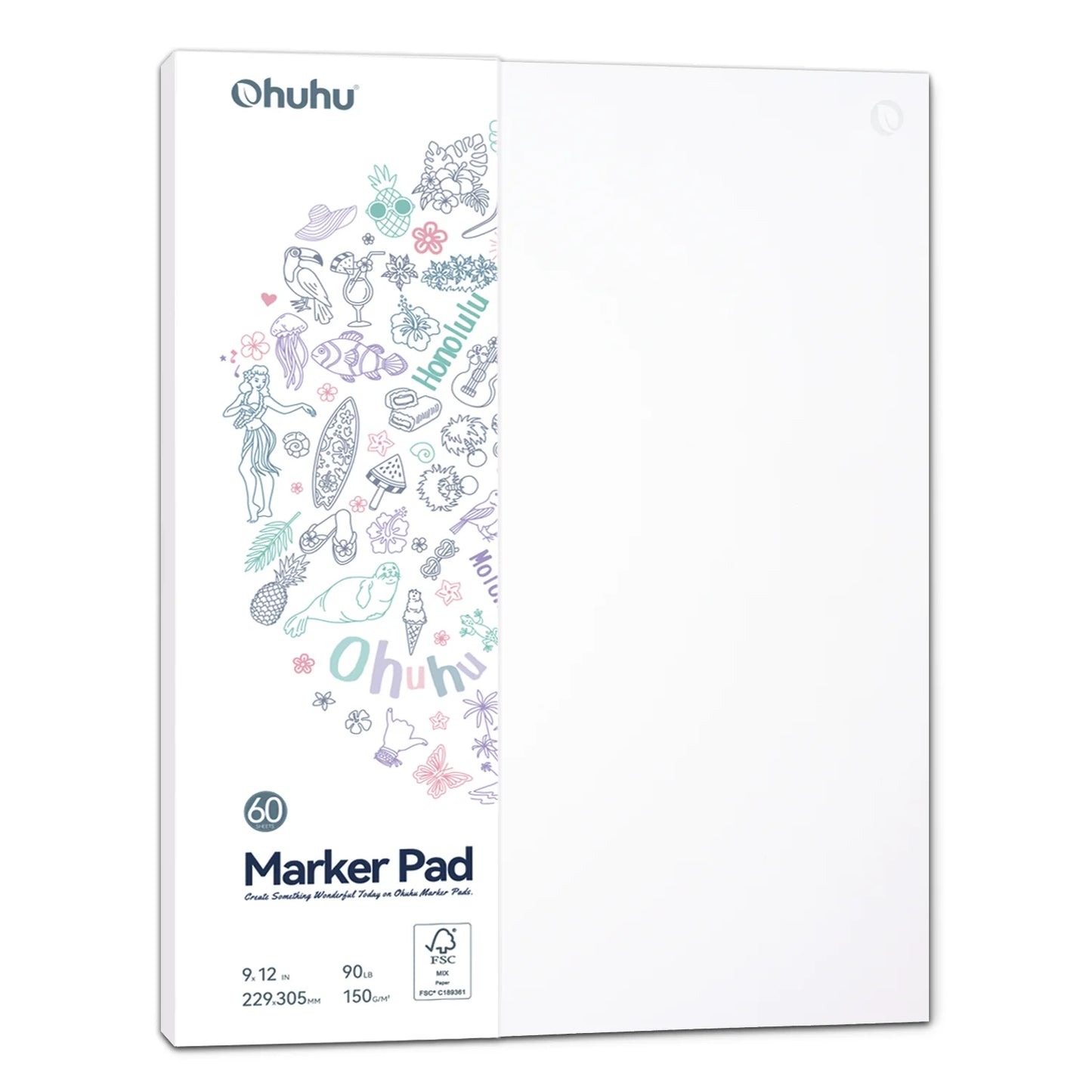 Ohuhu Bleedproof Marker Pad, Art Sketchbook, 60 sheets, 229x305mm