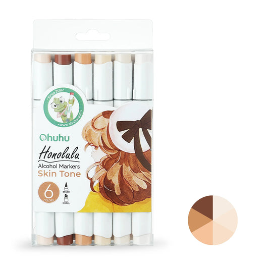 Ohuhu Honolulu 6 Skin Tone Colours Dual Tip Alcohol Art Markers